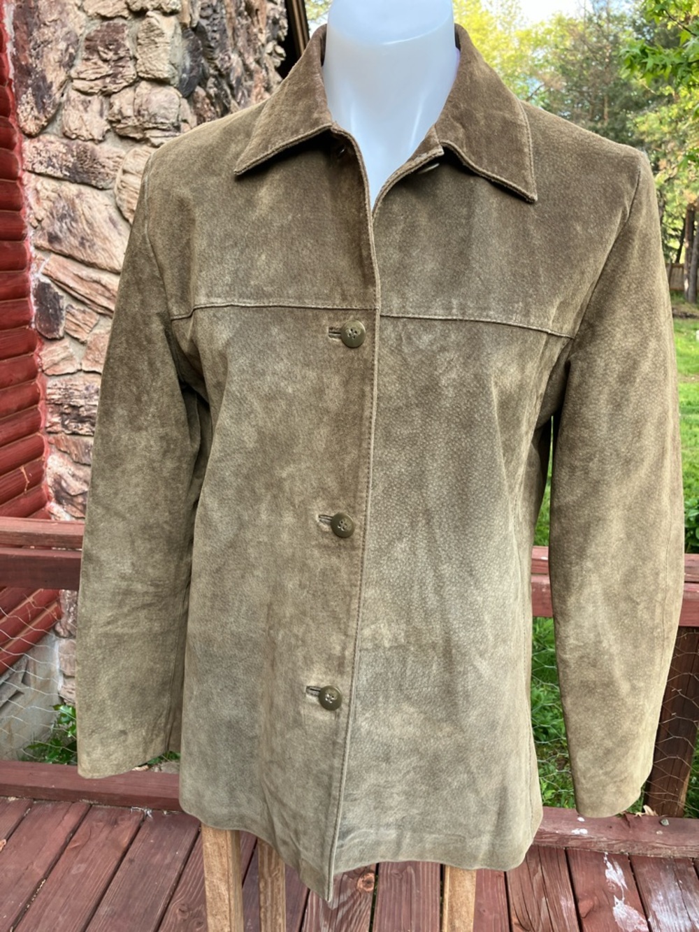 Vintage suede leather rustic jacket, size 8 from Clio - Picture 10 of 16